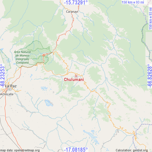 Chulumani on map