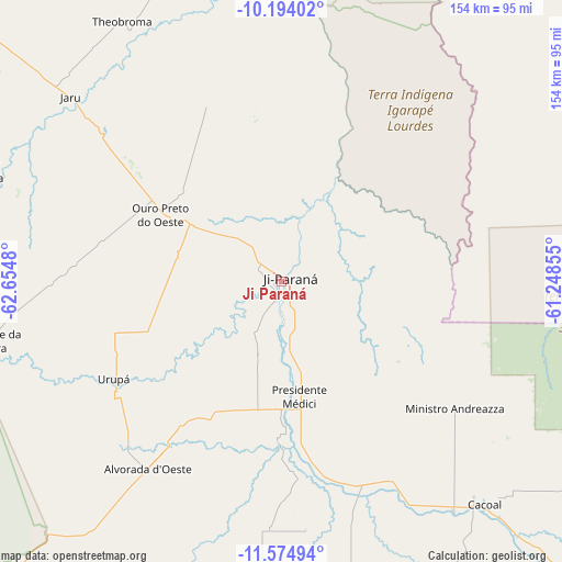 Ji Paraná on map