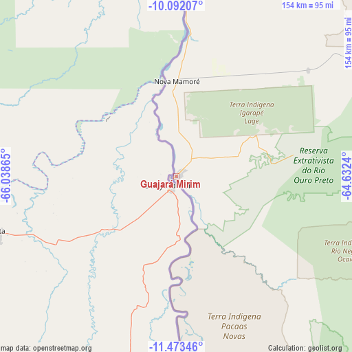 Guajará Mirim on map