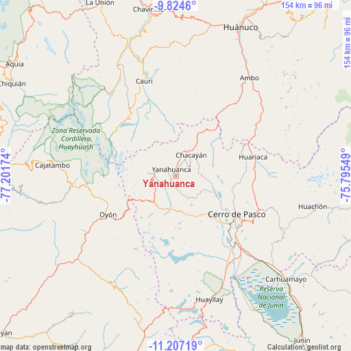 Yanahuanca on map