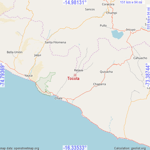 Tocota on map