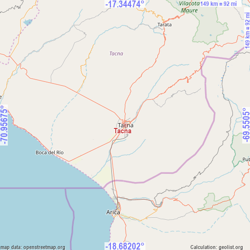 Tacna on map