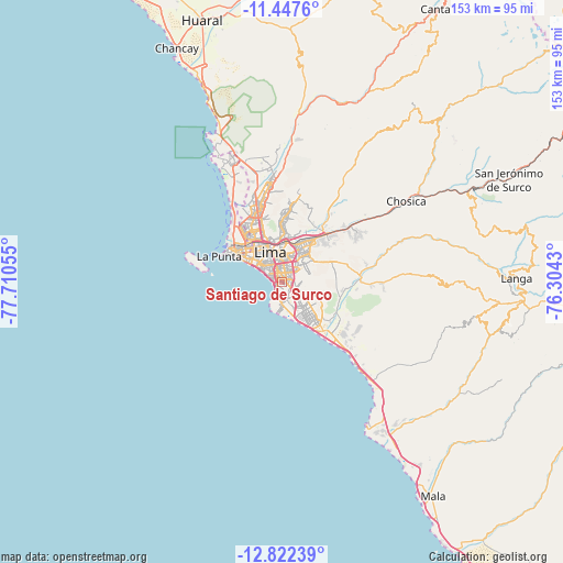 Santiago de Surco on map