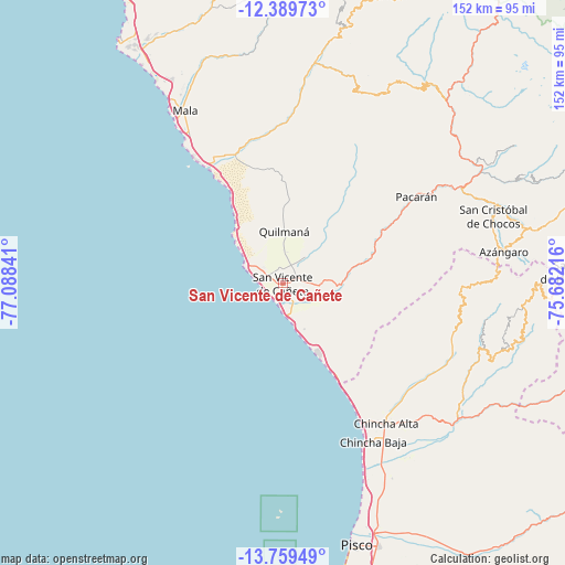 San Vicente de Cañete on map