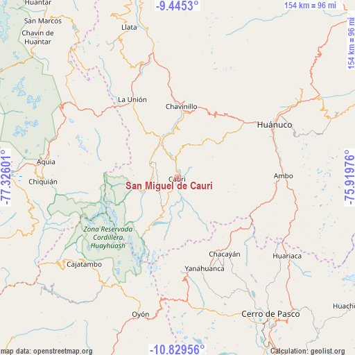 San Miguel de Cauri on map