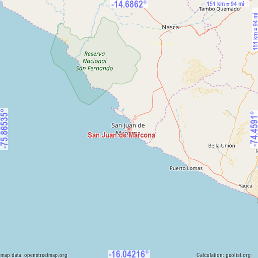 San Juan de Marcona on map