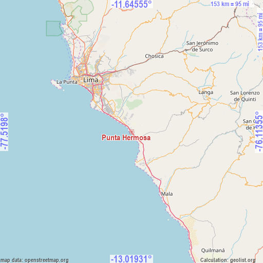 Punta Hermosa on map