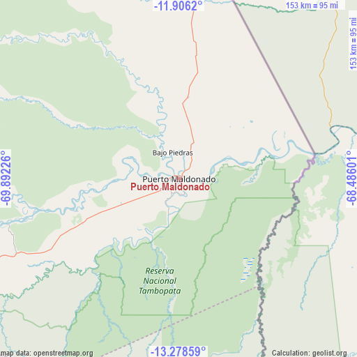 Puerto Maldonado on map