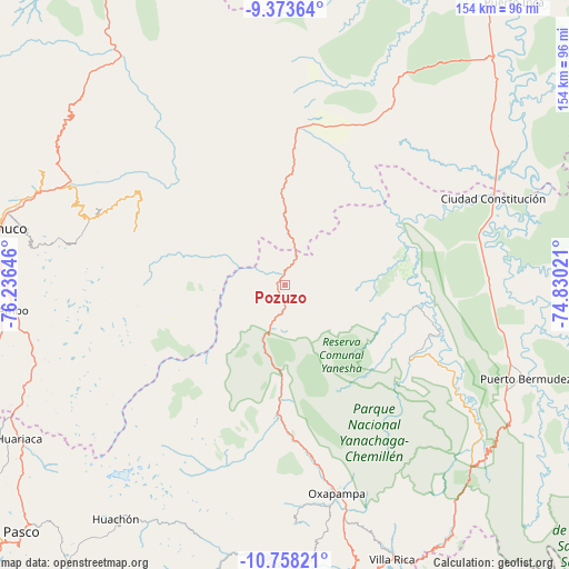 Pozuzo on map
