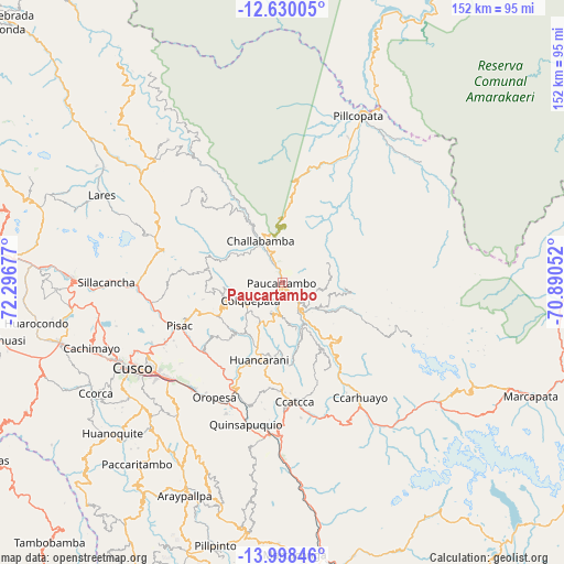 Paucartambo on map
