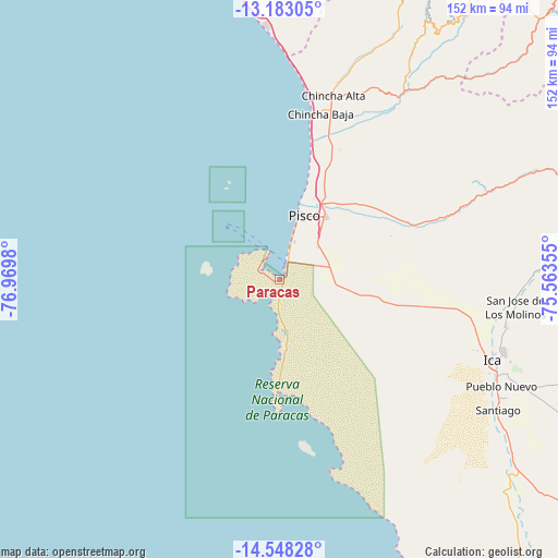 Paracas on map