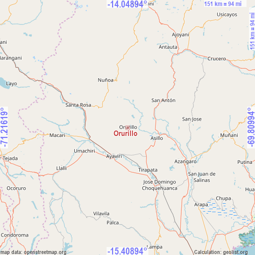 Orurillo on map