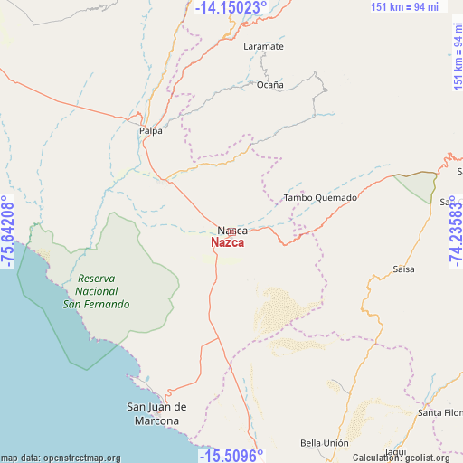 Nazca on map