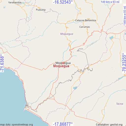Moquegua on map