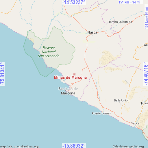 Minas de Marcona on map