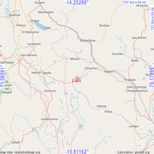 Llalli on map