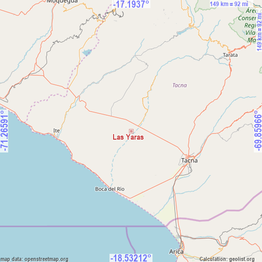 Las Yaras on map