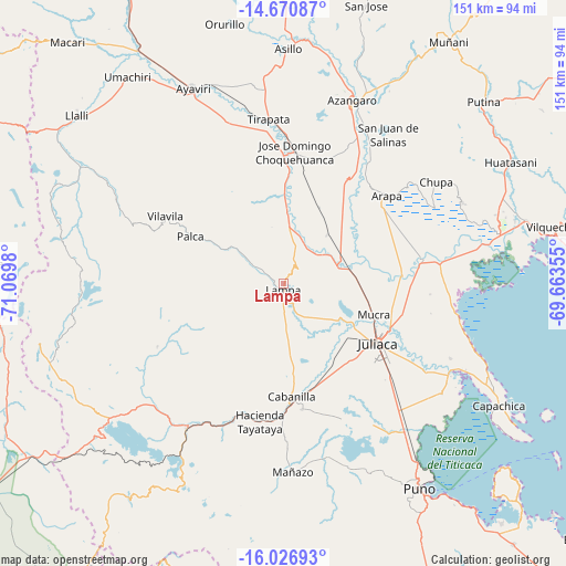 Lampa on map