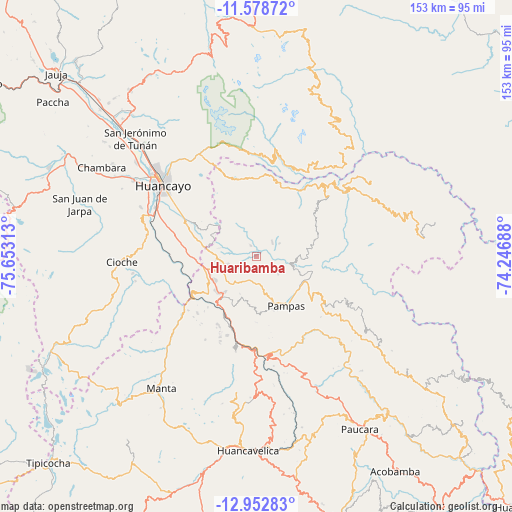 Huaribamba on map