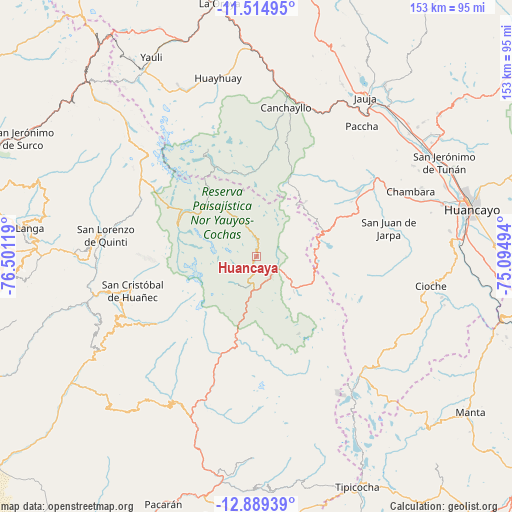 Huancaya on map