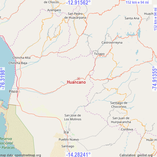 Huancano on map