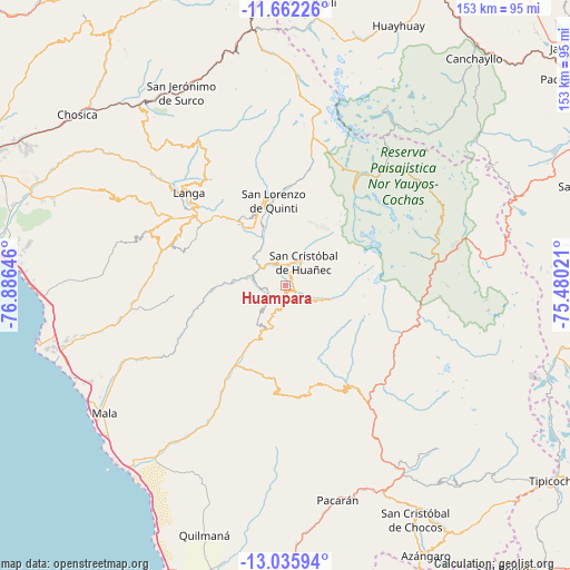 Huampara on map