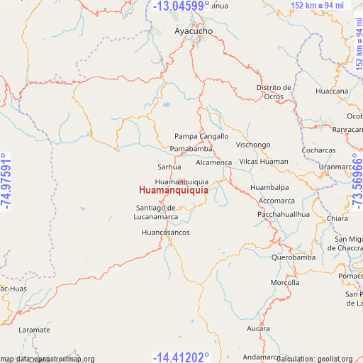 Huamanquiquia on map