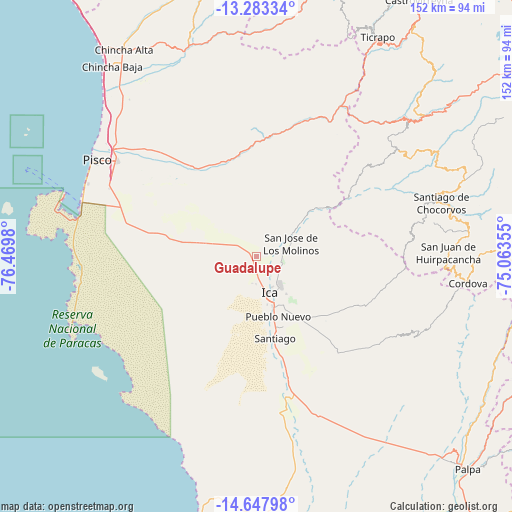 Guadalupe on map