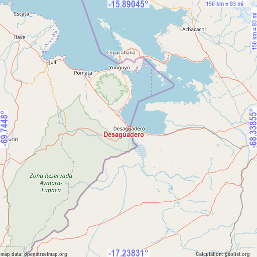 Desaguadero on map
