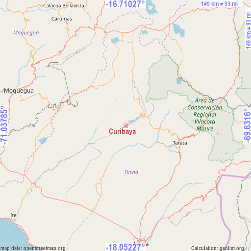 Curibaya on map