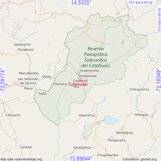 Cotahuasi on map