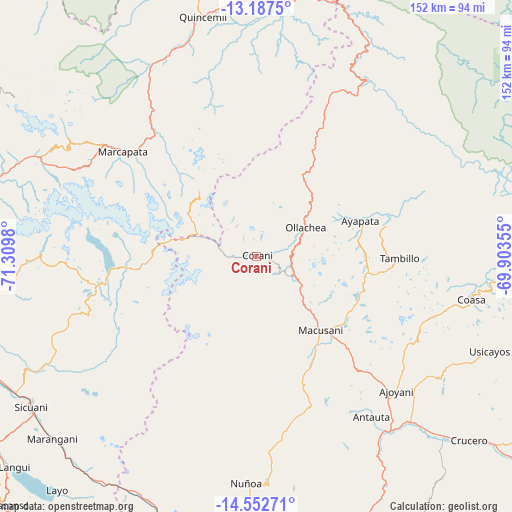 Corani on map