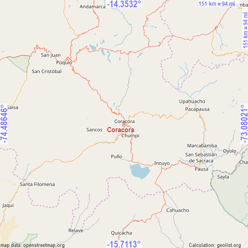 Coracora on map