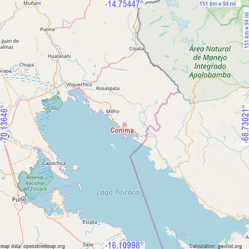Conima on map