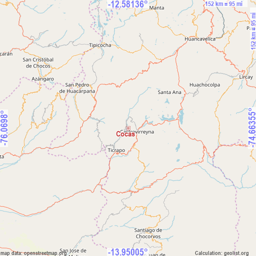Cocas on map