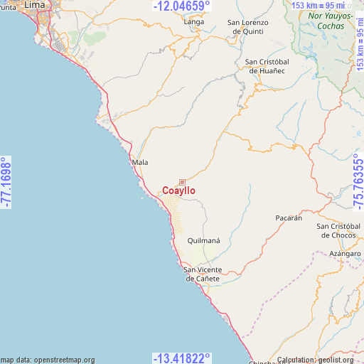 Coayllo on map