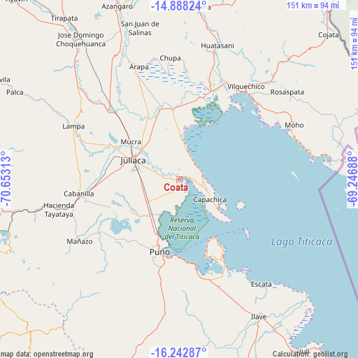 Coata on map
