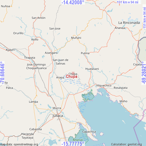 Chupa on map