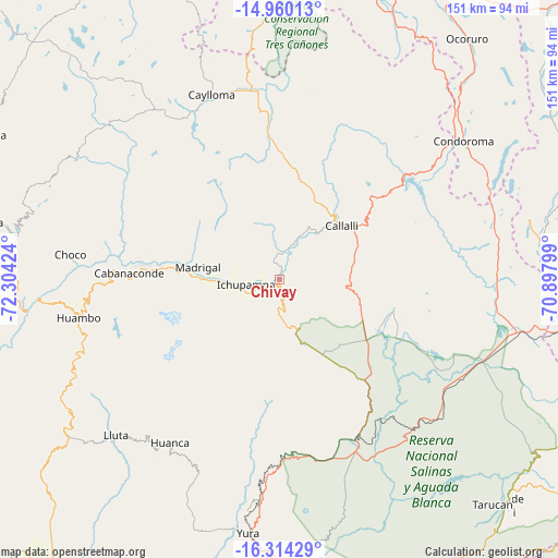 Chivay on map