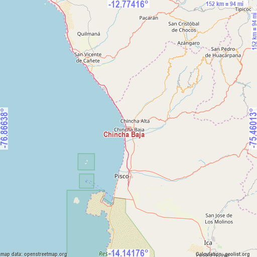 Chincha Baja on map