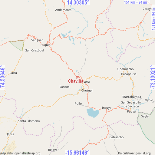 Chaviña on map