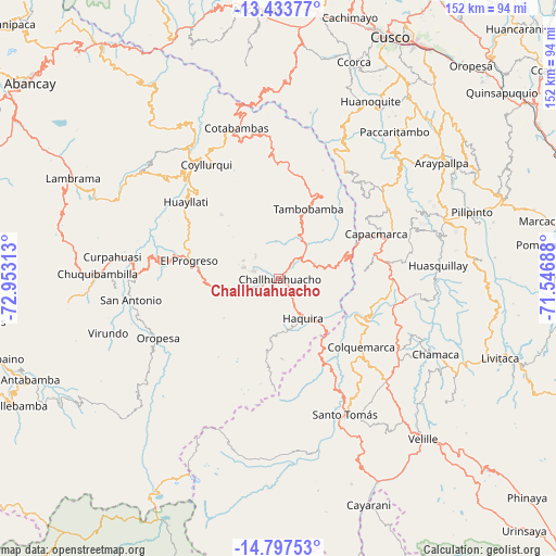Challhuahuacho on map