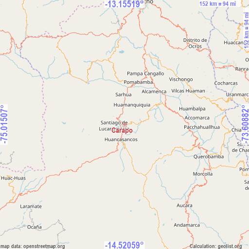 Carapo on map