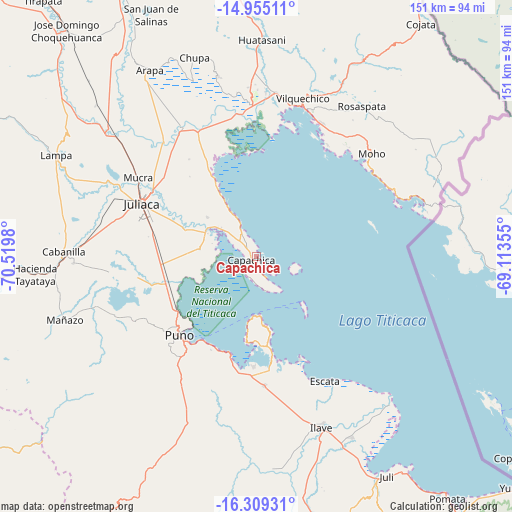 Capachica on map