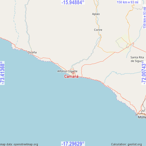 Camaná on map