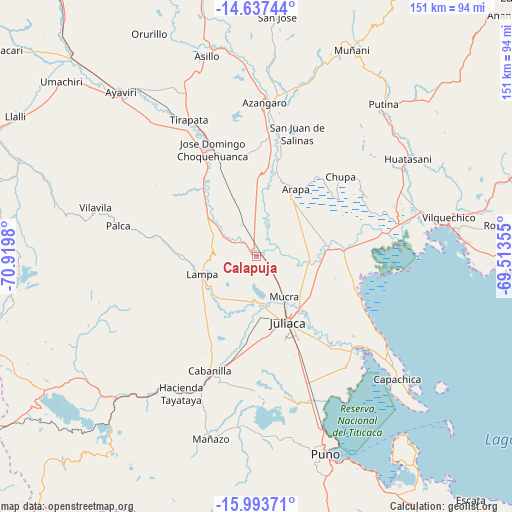 Calapuja on map