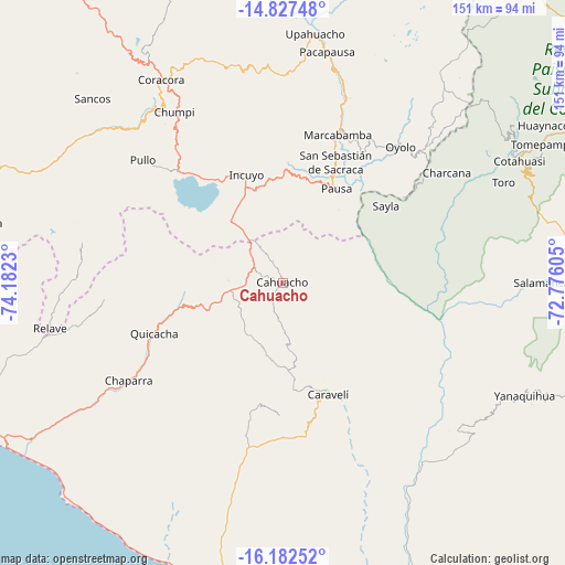Cahuacho on map