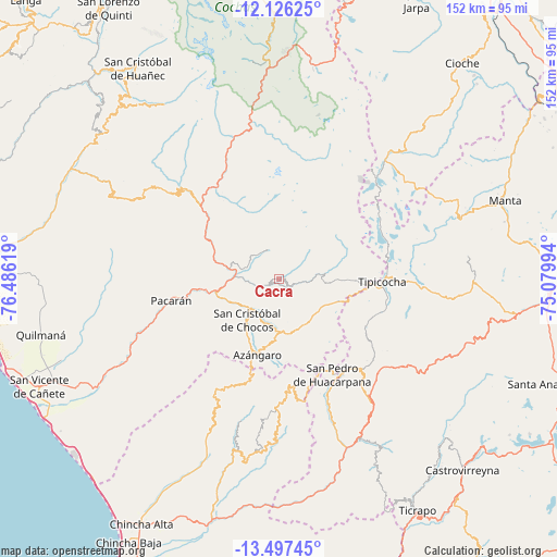 Cacra on map