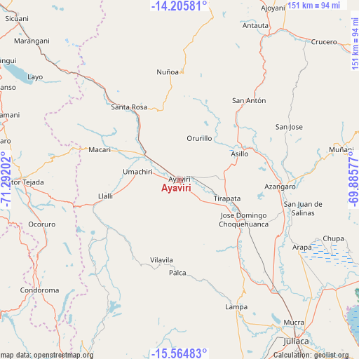 Ayaviri on map
