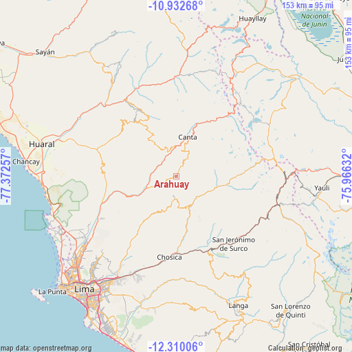 Arahuay on map